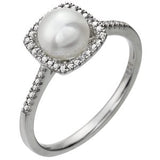 Sterling Silver Cultured Freshwater Pearl & .01 CTW Diamond Ring Size 7 - Siddiqui Jewelers