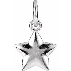 Sterling Silver 15.75x9.75 mm Puffed Star Charm with Jump Ring - Siddiqui Jewelers
