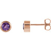 14K Rose 4 mm Round Genuine Amethyst Birthstone Earrings - Siddiqui Jewelers