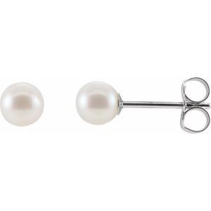 14K White Freshwater Cultured Pearl Earrings-Siddiqui Jewelers