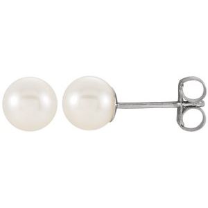14K White 5-5.5 mm Freshwater Cultured Pearl Earrings-Siddiqui Jewelers