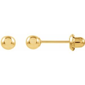 14K Yellow 4 mm Ball Stud Piercing Earrings - Siddiqui Jewelers