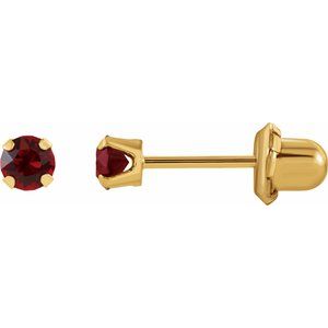 14K Yellow Imitation Ruby Inverness® Piercing Earrings  -Siddiqui Jewelers