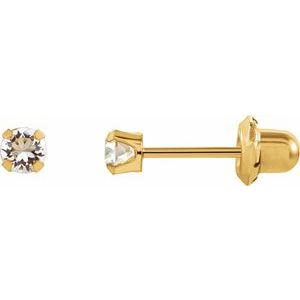14K Yellow Imitation Sapphire Inverness® Piercing Earrings  -Siddiqui Jewelers