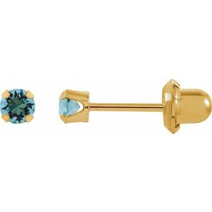 14K Yellow Imitation Aquamarine Inverness® Piercing Earrings  -Siddiqui Jewelers