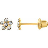 14K Yellow Imitation Crystal April Birthstone Piercing Earrings - Siddiqui Jewelers