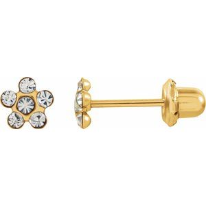 14K Yellow Imitation Crystal April Birthstone Piercing Earrings - Siddiqui Jewelers