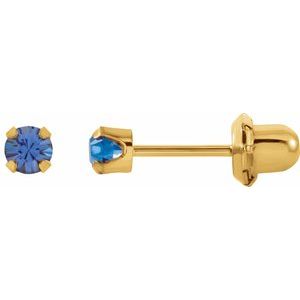 14K Yellow Imitation Blue Sapphire Inverness® Piercing Earrings  -Siddiqui Jewelers