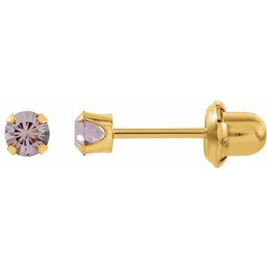 14K Yellow Imitation Alexandrite Inverness® Piercing Earrings  -Siddiqui Jewelers
