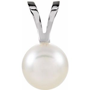 14K White Akoya Cultured Pearl Pendant - Siddiqui Jewelers