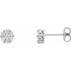 14K White 1/2 CTW Natural Diamond Cluster Earrings Siddiqui Jewelers