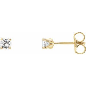 14K Yellow 3 mm Round Imitation Diamond Youth Birthstone Earrings - Siddiqui Jewelers
