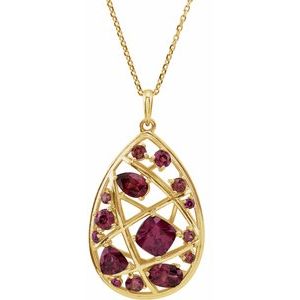 14K Yellow Rhodolite Garnet Nest Design 18" Necklace - Siddiqui Jewelers