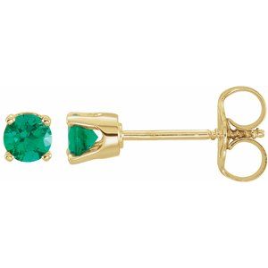 14K Yellow Chatham® Lab-Created Emerald Earrings - Siddiqui Jewelers