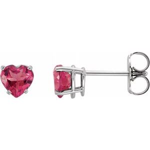 14K White Pink Tourmaline Heart Earrings - Siddiqui Jewelers