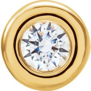 14K Yellow 4 mm Round Imitation Diamond Birthstone Slide Pendant - Siddiqui Jewelers
