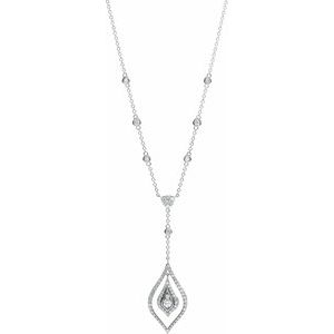14K White 7/8 CTW Diamond Geometric 18" Necklace - Siddiqui Jewelers