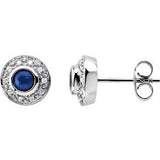 14K White Blue Sapphire & 1/10 CTW Diamond Earrings - Siddiqui Jewelers