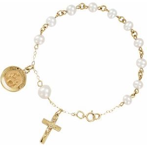 14K Yellow First Holy Communion Rosary Bracelet - Siddiqui Jewelers