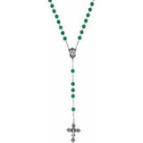 Sterling Silver Dyed Green Quartz Rosary - Siddiqui Jewelers