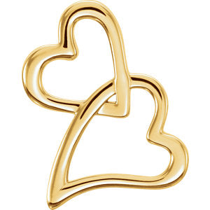 14K Yellow Double Heart Chain Slide - Siddiqui Jewelers