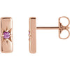 14K Rose Pink Sapphire Starburst Bar Earrings - Siddiqui Jewelers