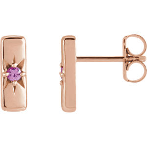 14K Rose Pink Sapphire Starburst Bar Earrings - Siddiqui Jewelers