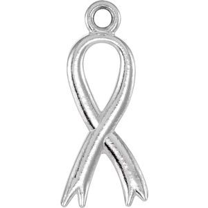 14K White Breast Cancer Awareness Ribbon Charm - Siddiqui Jewelers