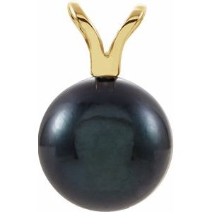 14K Yellow Black Akoya Cultured Pearl Pendant - Siddiqui Jewelers
