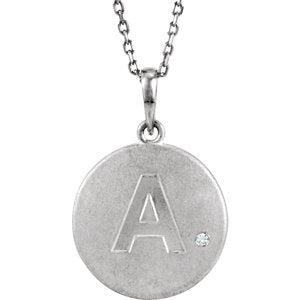 Sterling Silver .005 CTW Diamond Initial A 18" Necklace - Siddiqui Jewelers