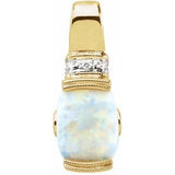 14K Yellow Opal, Pink Tourmaline & .025 CTW Diamond Pendant - Siddiqui Jewelers