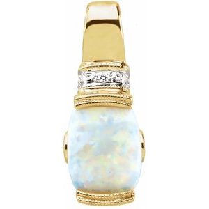 14K Yellow Opal, Pink Tourmaline & .025 CTW Diamond Pendant - Siddiqui Jewelers