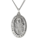 Sterling Silver 29x20 mm Oval St. Christopher 24" Necklace-Siddiqui Jewelers