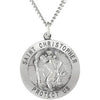 Sterling Silver 33 mm St. Christopher Medal 24” Necklace - Siddiqui Jewelers
