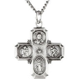 Sterling Silver 25x24 mm Four-Way Cross Medal 24" Necklace-Siddiqui Jewelers