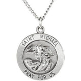 Sterling Silver 15 mm St. Michael Medal Necklace-Siddiqui Jewelers