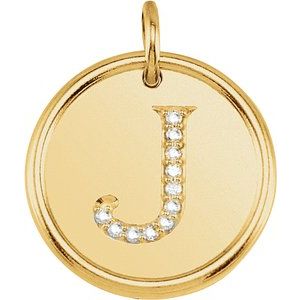 14K Yellow .06 CTW Diamond Initial J Pendant - Siddiqui Jewelers