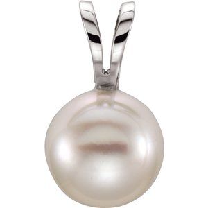 14K White Akoya Cultured Pearl Pendant - Siddiqui Jewelers