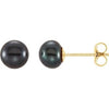 14K Yellow 5-6 mm Black Freshwater Cultured Pearl Earrings - Siddiqui Jewelers