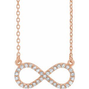 14K Rose 1/6 CTW Diamond Infinity 17" Necklace-Siddiqui Jewelers