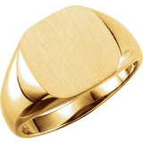 10K Yellow 11 mm Square Signet Ring - Siddiqui Jewelers
