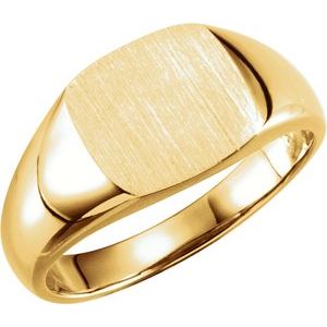 14K Yellow 9 mm Square Signet Ring - Siddiqui Jewelers