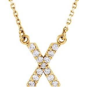 14K Yellow 1/8 CTW Natural Diamond Initial X 16" Necklace Siddiqui Jewelers