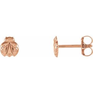 14K Rose Ladybug Earrings - Siddiqui Jewelers