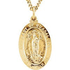 24K Gold Plated 26x16 mm Our Lady of Guadalupe 24" Necklace - Siddiqui Jewelers