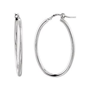 Sterling Silver 18x24 mm Oval Tube Hoop Earrings - Siddiqui Jewelers