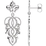 Sterling Silver 34.5x13.25 mm Fleur-de-Lis Earrings - Siddiqui Jewelers