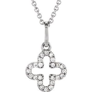 14K White .07 CTW Petite Diamond Cross 16" Necklace - Siddiqui Jewelers