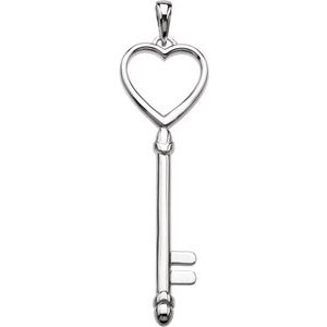 Sterling Silver 49x13 mm Key & Heart Pendant - Siddiqui Jewelers