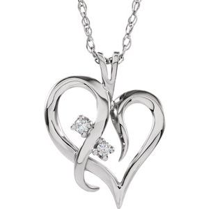 14K White .03 CTW Diamond Heart 18" Necklace - Siddiqui Jewelers